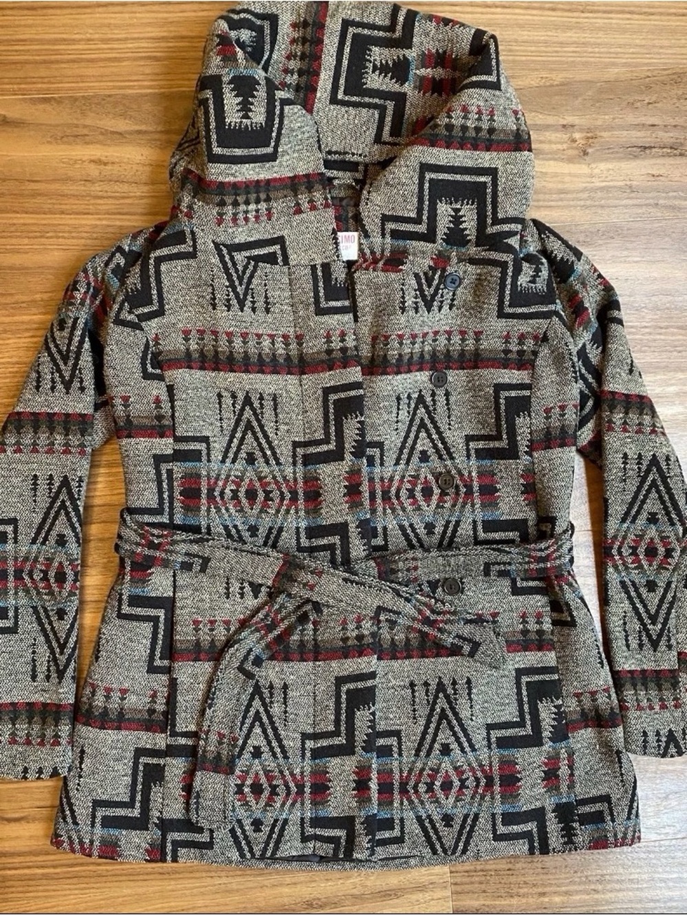 Mossimo Supply Co Southwestern Hooded Belted Coat